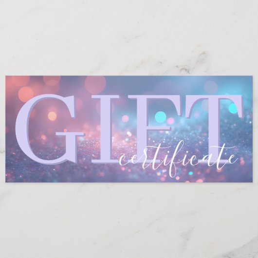 Cute Soft Glitter Pastel Purple Gift Certificate Save The Date (Voorkant)