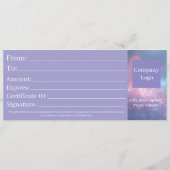 Cute Soft Glitter Pastel Purple Gift Certificate Save The Date (Achterkant)