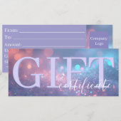 Cute Soft Glitter Pastel Purple Gift Certificate Save The Date (Voorkant / Achterkant)