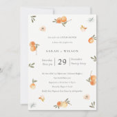 Cute Soft Oranje Floral Boho Couples Shower Invite Bedankkaart (Voorkant)