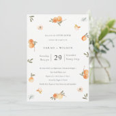 Cute Soft Oranje Floral Boho Couples Shower Invite Bedankkaart (Staand voorkant)