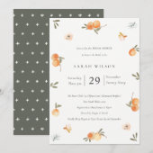 Cute Soft Oranje Floral Boho Vrijgezellenfeest Inv Bedankkaart (Voorkant / Achterkant)