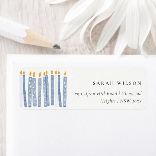 Cute Soft Pastel Blue Waterverf Candles Address Etiket (Insitu)