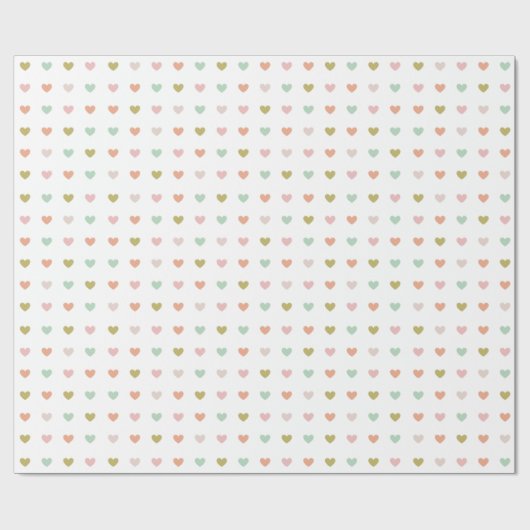 Cute Soft Pastel Hearts Patroon Cadeaupapier (Vlak)