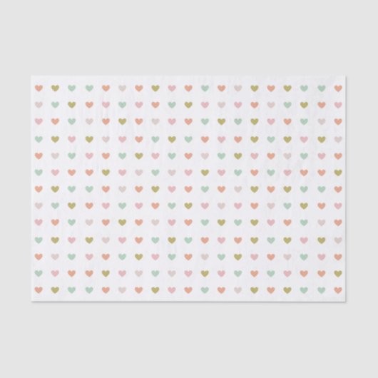 Cute Soft Pastel Hearts Patroon Tissuepapier (Voorkant)
