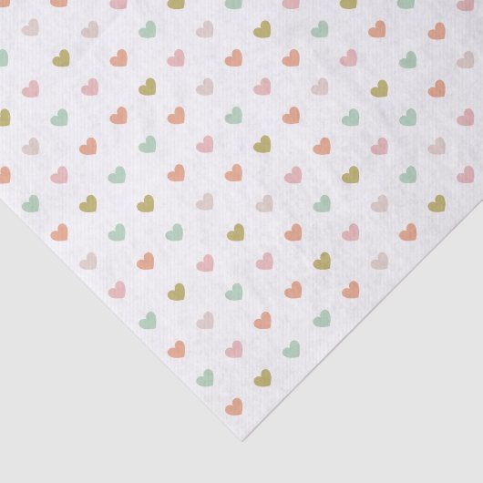 Cute Soft Pastel Hearts Patroon Tissuepapier (Detail)