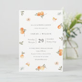 Cute Soft Pastel Oranje Floral Boho Wedding Invite Bedankkaart (Staand voorkant)