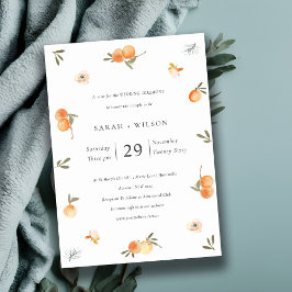 Cute Soft Pastel Oranje Floral Boho Wedding Invite Bedankkaart