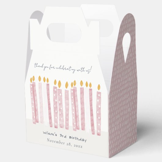 Cute Soft Pastel Pink Waterverf Birthday Kandels Bedankdoosjes (Geopend)