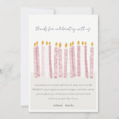 Cute Soft Pastel Pink Waterverf Birthday Kandels Bedankkaart (Voorkant)