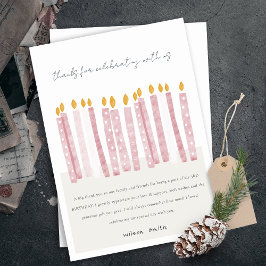 Cute Soft Pastel Pink Waterverf Birthday Kandels Bedankkaart