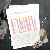 Cute Soft Pastel Pink Waterverf Birthday Kandels Bedankkaart
