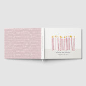 Cute Soft Pastel Pink Waterverf Birthday Kandels Gastenboek (Volledig)