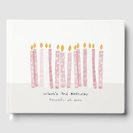 Cute Soft Pastel Pink Waterverf Birthday Kandels Gastenboek