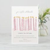 Cute Soft Pastel Pink Waterverf Birthday Kandels Kaart (Staand voorkant)