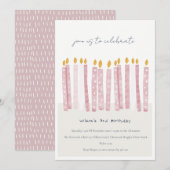Cute Soft Pastel Pink Waterverf Birthday Kandels Kaart (Voorkant / Achterkant)