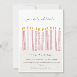 Cute Soft Pastel Pink Waterverf Birthday Kandels Kaart