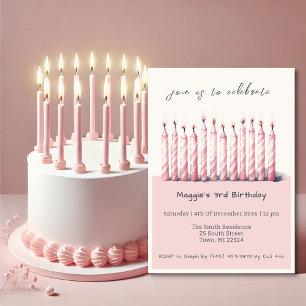 Cute Soft Pastel Pink Waterverf Birthday Kandels Kaart