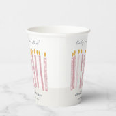 Cute Soft Pastel Pink Waterverf Birthday Kandels Papieren Bekers (Rechts)