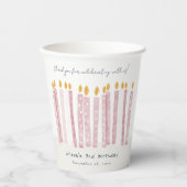 Cute Soft Pastel Pink Waterverf Birthday Kandels Papieren Bekers (Voorkant)