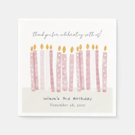 Cute Soft Pastel Pink Waterverf Birthday Kandels Servet