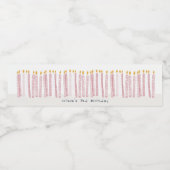 Cute Soft Pastel Pink Waterverf Birthday Kandels Waterfles Etiket (Enkel label)