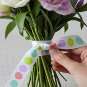 Cute Soft Pastel Polka Dots Pattern Satijnen Lint