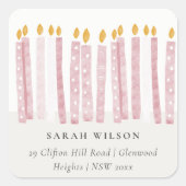 Cute Soft Pastel Roze Waterverf Kaarten Adres Vierkante Sticker (Voorkant)