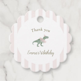 Cute Soft Pink T Rex Tutu Girl round Bedankjes Labels