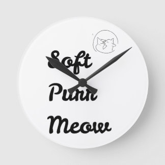 Cute "Soft Purr Meow" Minimalistische Kat Wandklok
