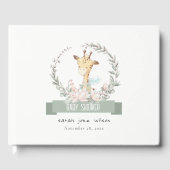 Cute Soft Safari Giraffe Floral Wreatal Baby showe Gastenboek (Voorkant)