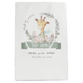 Cute Soft Safari Giraffe Floral Wreatal Baby showe Medium Cadeauzakje (Voorkant)