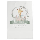 Cute Soft Safari Giraffe Floral Wreatal Baby showe Medium Cadeauzakje (Achterkant)