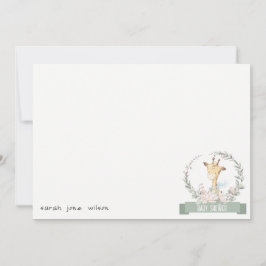 Cute Soft Safari Giraffe Floral Wreatal Baby showe Notitiekaartje