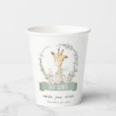 Cute Soft Safari Giraffe Floral Wreatal Baby showe Papieren Bekers (Achterkant)