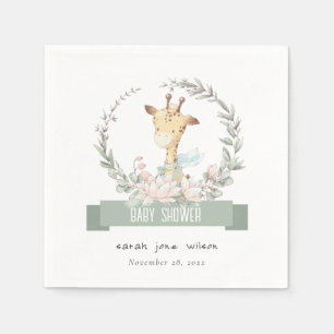 Cute Soft Safari Giraffe Floral Wreatal Baby showe Servet