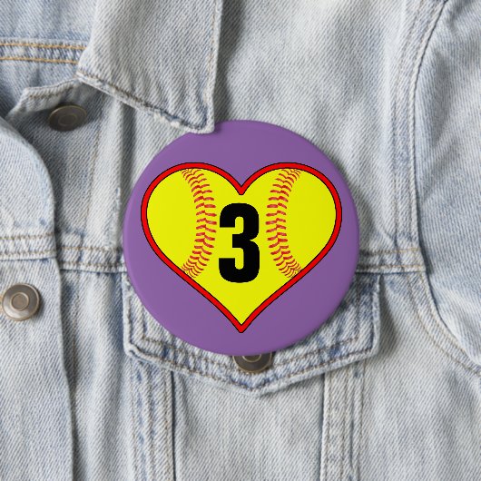 Cute Softball Heart  Softball Pin Ronde Button 4,0 Cm (In situ)