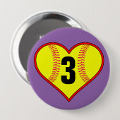 Cute Softball Heart  Softball Pin Ronde Button 4,0 Cm (Voorkant /achterkant)