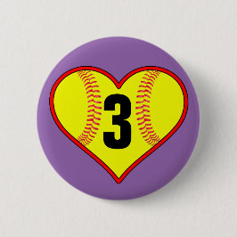 Cute Softball Heart  Softball Pin Ronde Button 4,0 Cm