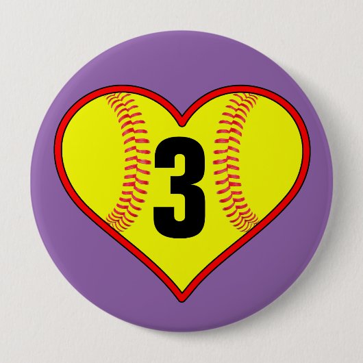 Cute Softball Heart  Softball Pin Ronde Button 4,0 Cm (Voorkant)