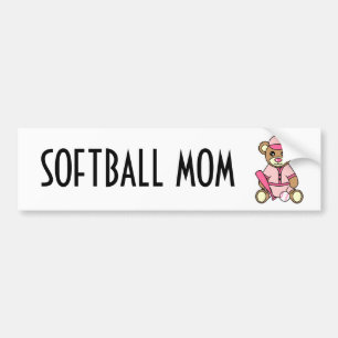 Cute Softball Ma - Girl Teddy Bear Pink Bumpersticker