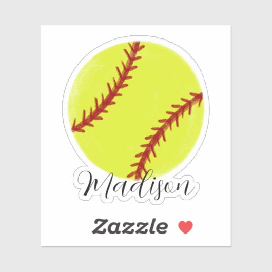Cute Softball-naam Sticker (Vel)