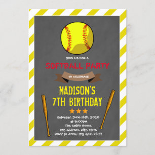 Cute softball party-uitnodiging kaart