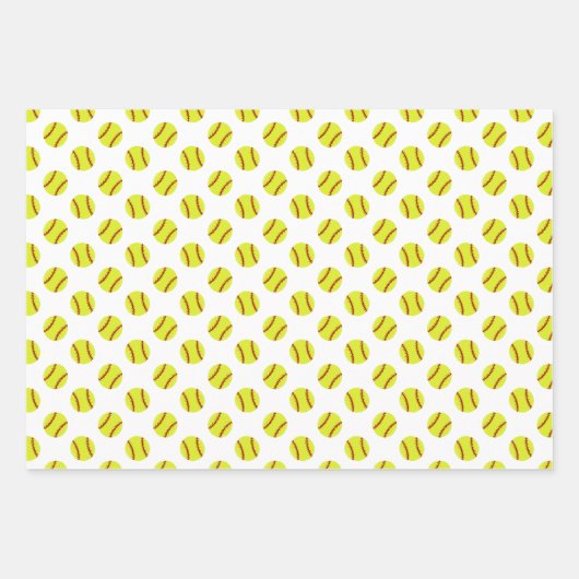 Cute Softball Pattern Inpakpapier Vel (Voorkant)