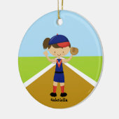 Cute Softball Player in Red & Blue Ornament (Links)