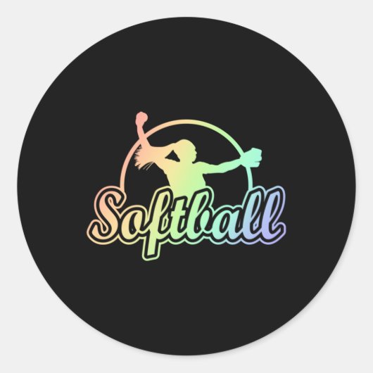 Cute Softball Ronde Sticker (Voorkant)