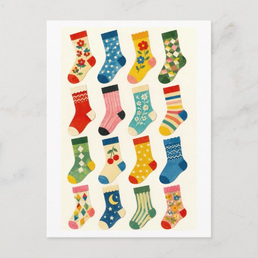 Cute Sokken Collage Briefkaart (Voorkant)