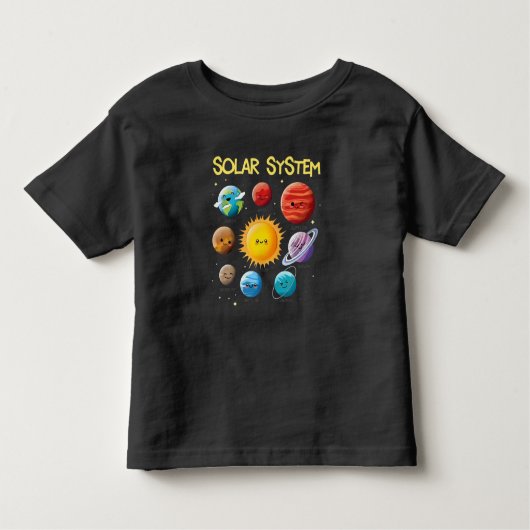 Cute Solar System Cartoon Planets Kinder Shirts (Voorkant)