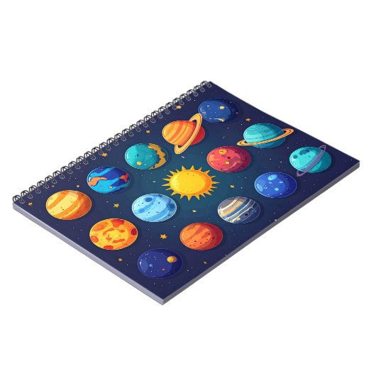 Cute Solar System Space Design – Educational Notitieboek (Linkerzijde)