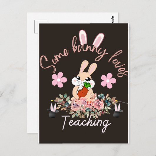 Cute some bunny loves teaching mug briefkaart (Voorkant / Achterkant)